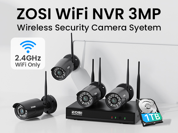 ZOSI Wi-Fi 防犯カメラ 4台セット NVR 3MP 監視カメラ ZOSI 4K UHD 16