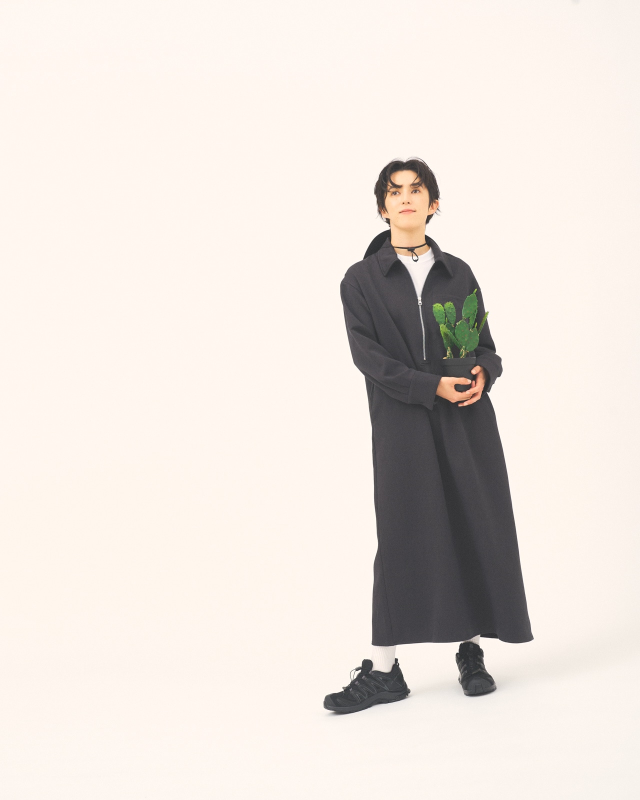 L's】HALF ZIP OP WOOL LIKE/ハーフジップワンピースウールライク