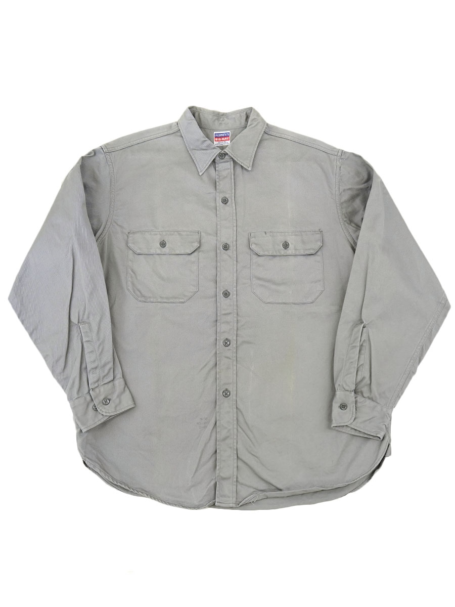 60's BIG MAC マチ付き ARMY CLOTH ワークシャツ グレー 表記(16-M