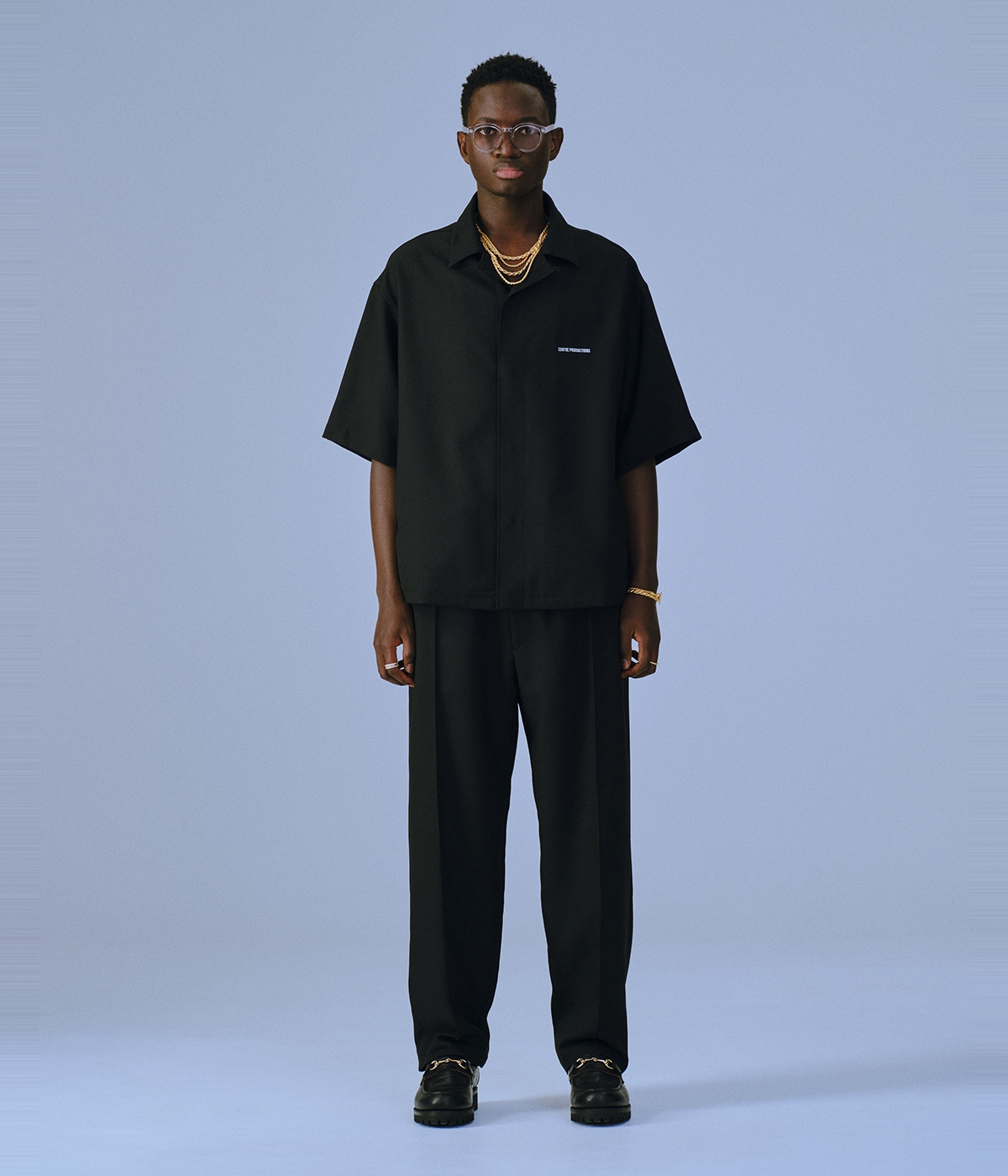Polyester Twill Fly Front S/S Shirt【BLACK】｜COOTIE PRODUCTIONS