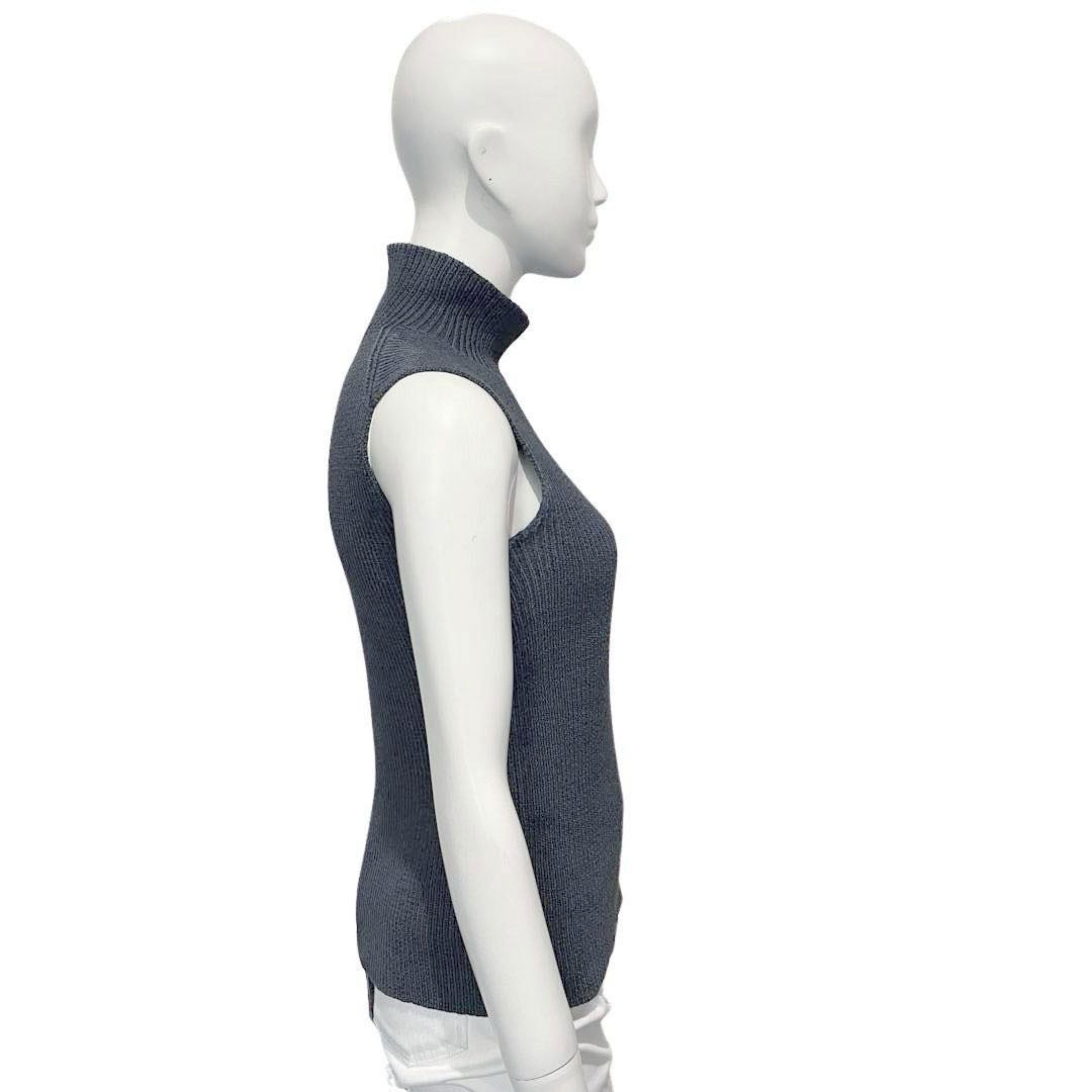 HERMES エルメス ノースリーブニット シルク ポリアミド XS グレー
