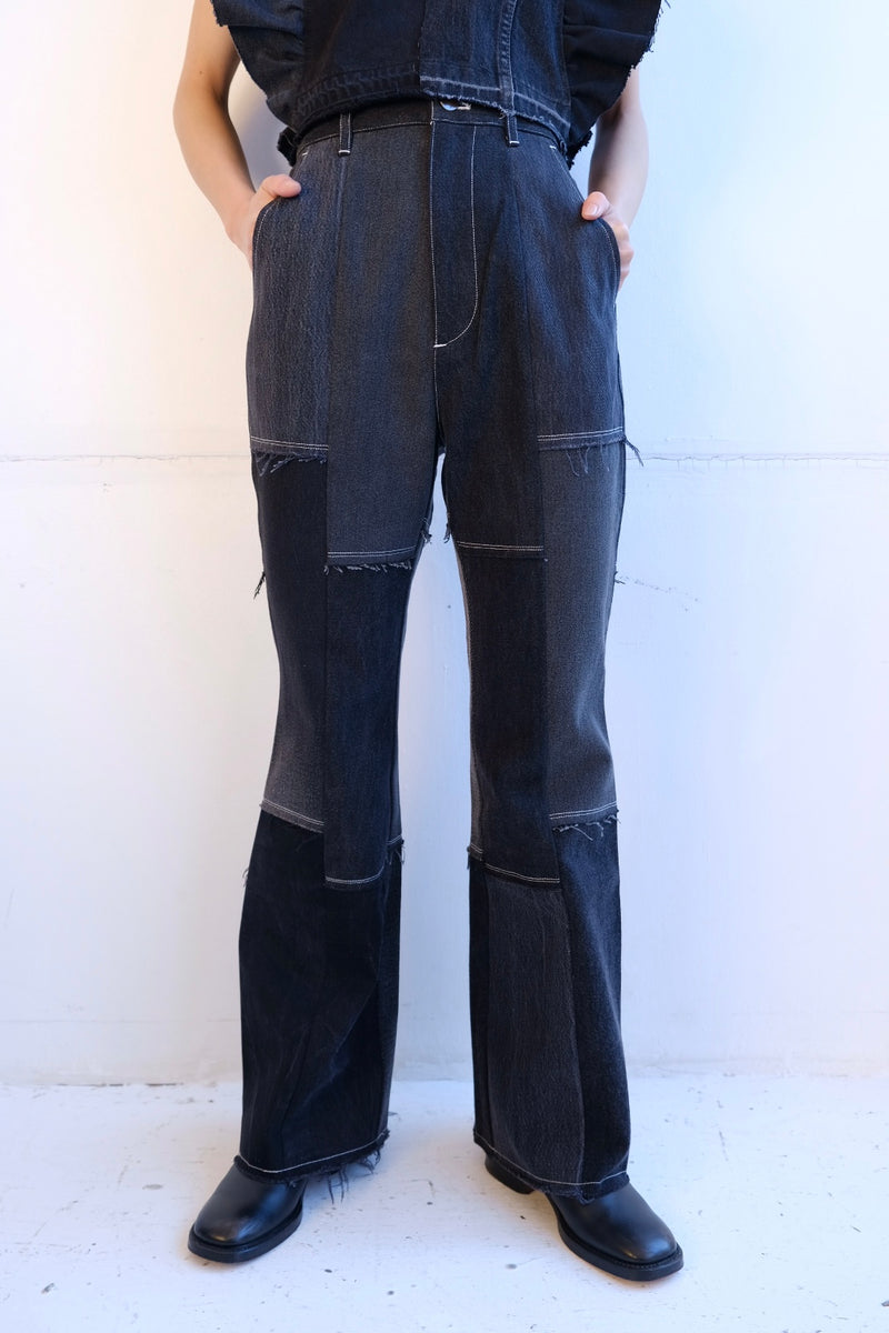 black denim patchwork pants – MALION vintage