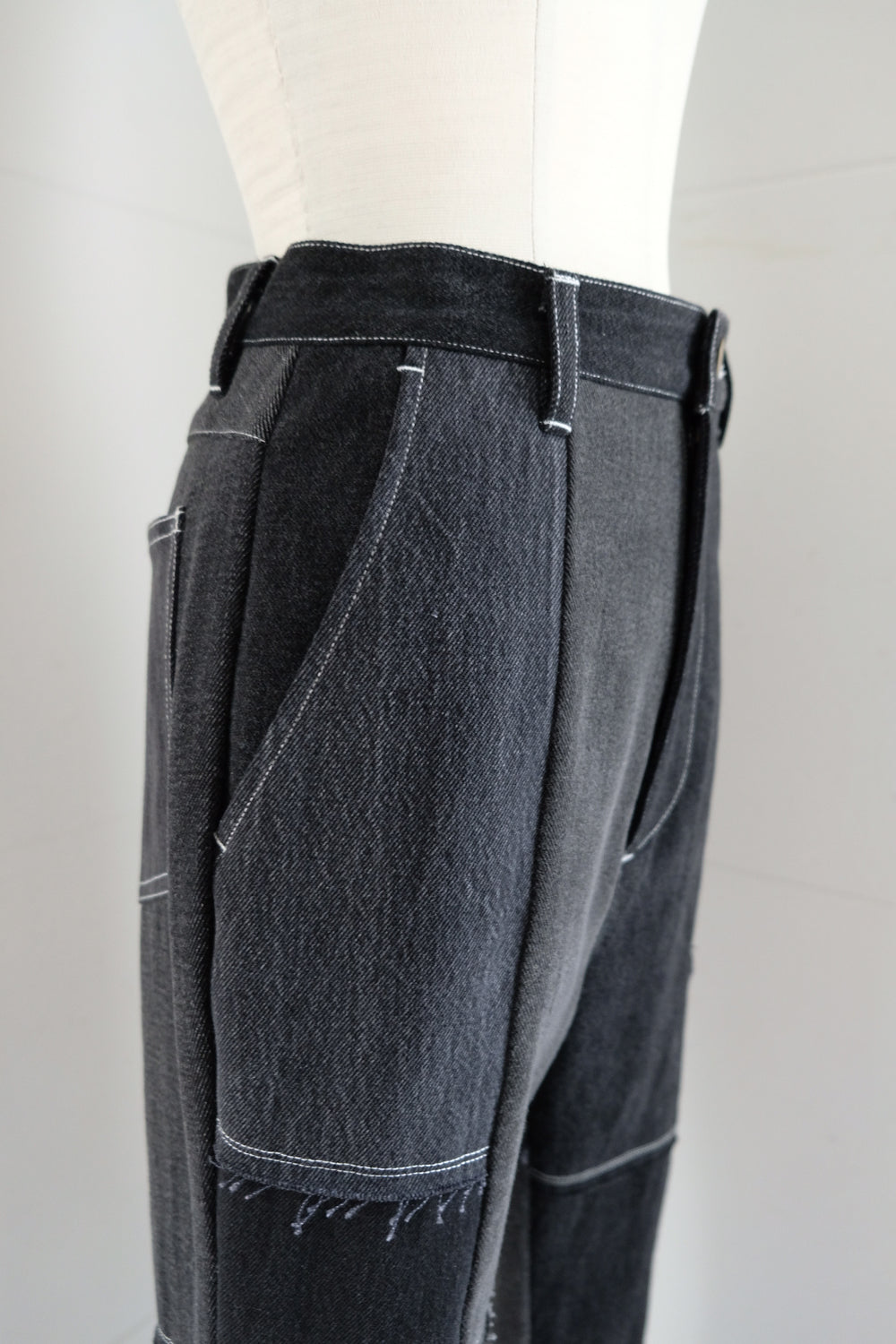 black denim patchwork pants – MALION vintage