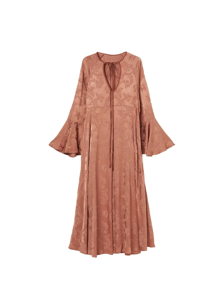 Flower Jacquard Piping Dress – MARTE