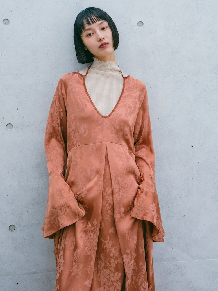 Flower Jacquard Piping Dress – MARTE