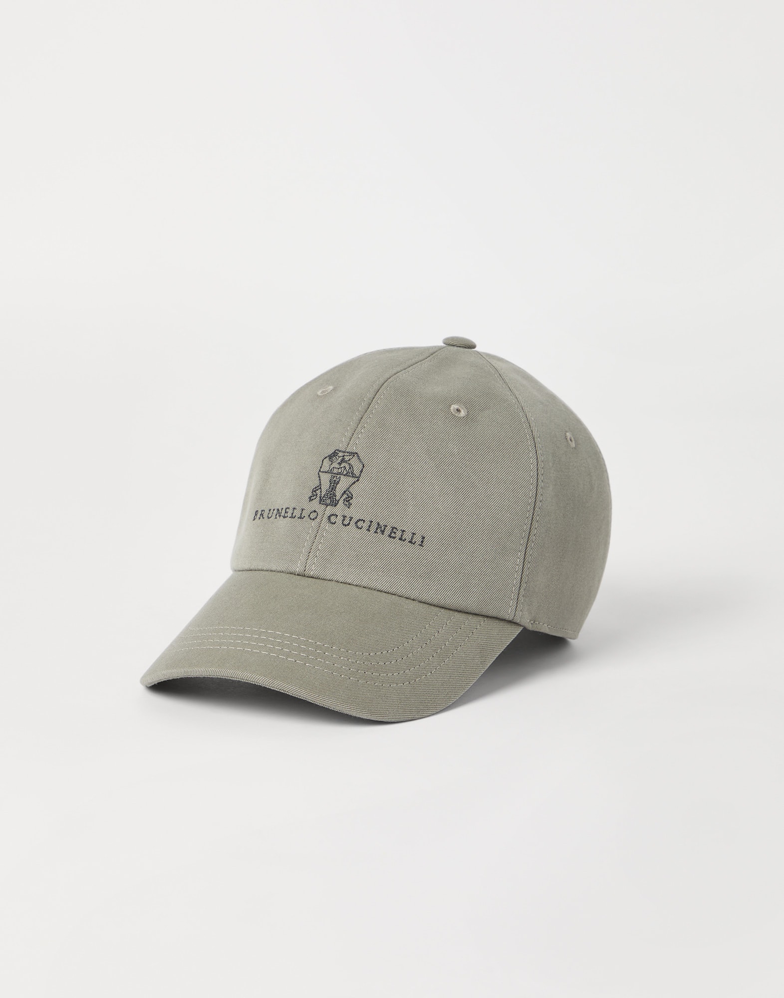 Baseball cap with embroidery for Man in Khaki | Brunello Cucinelli