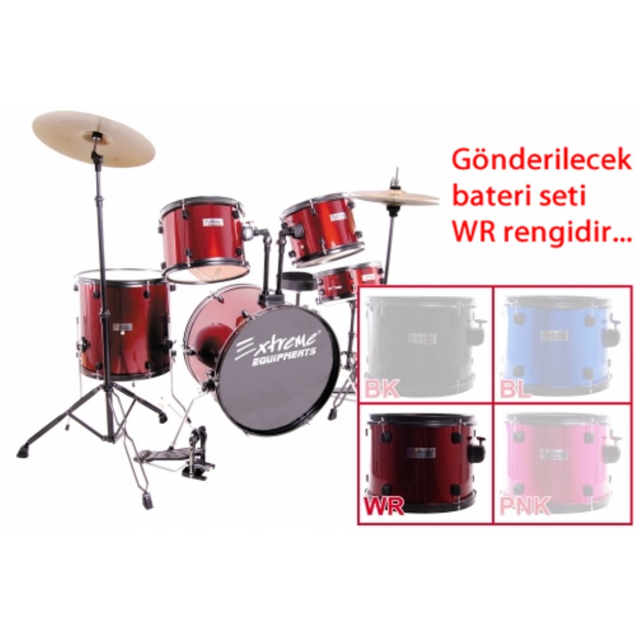 Extreme XDS565 WR - Kırmızı Akustik Davul Seti Fiyatı