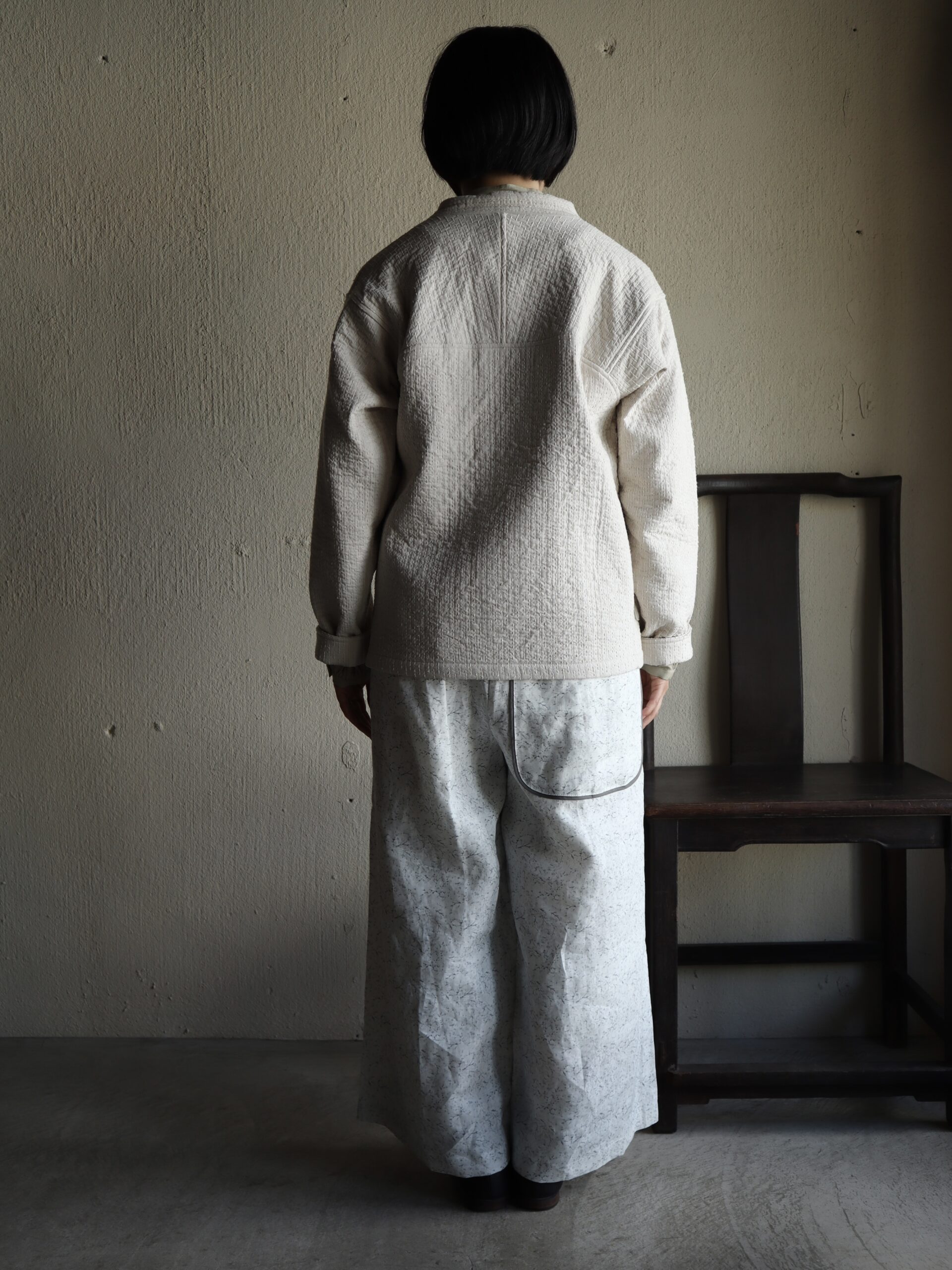 中わた刺し子織ジャケット 薄茶 (UNISEX) −JK-38− | mienisi