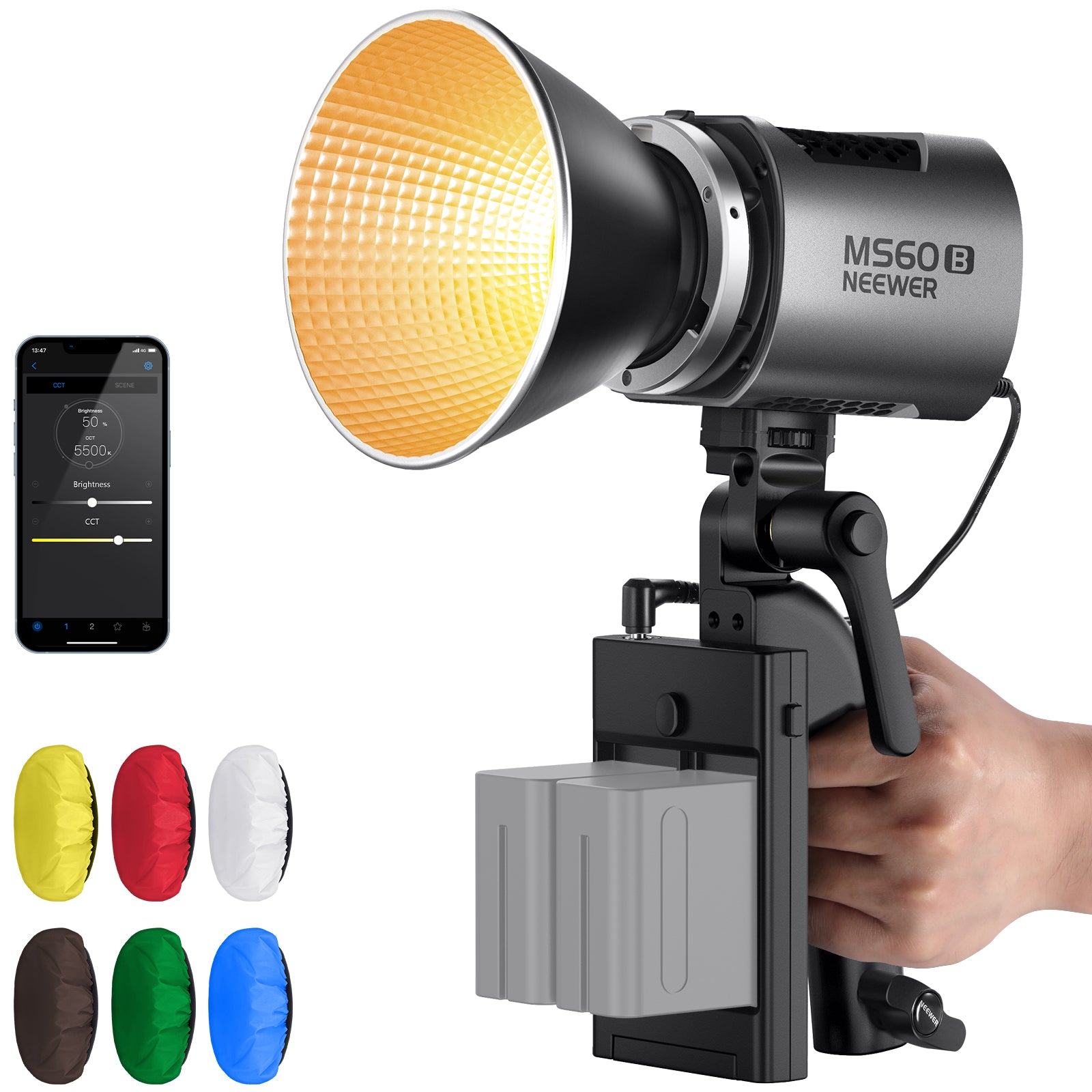 NEEWER MS60B Bi-color LED Video Light | Handheld Light