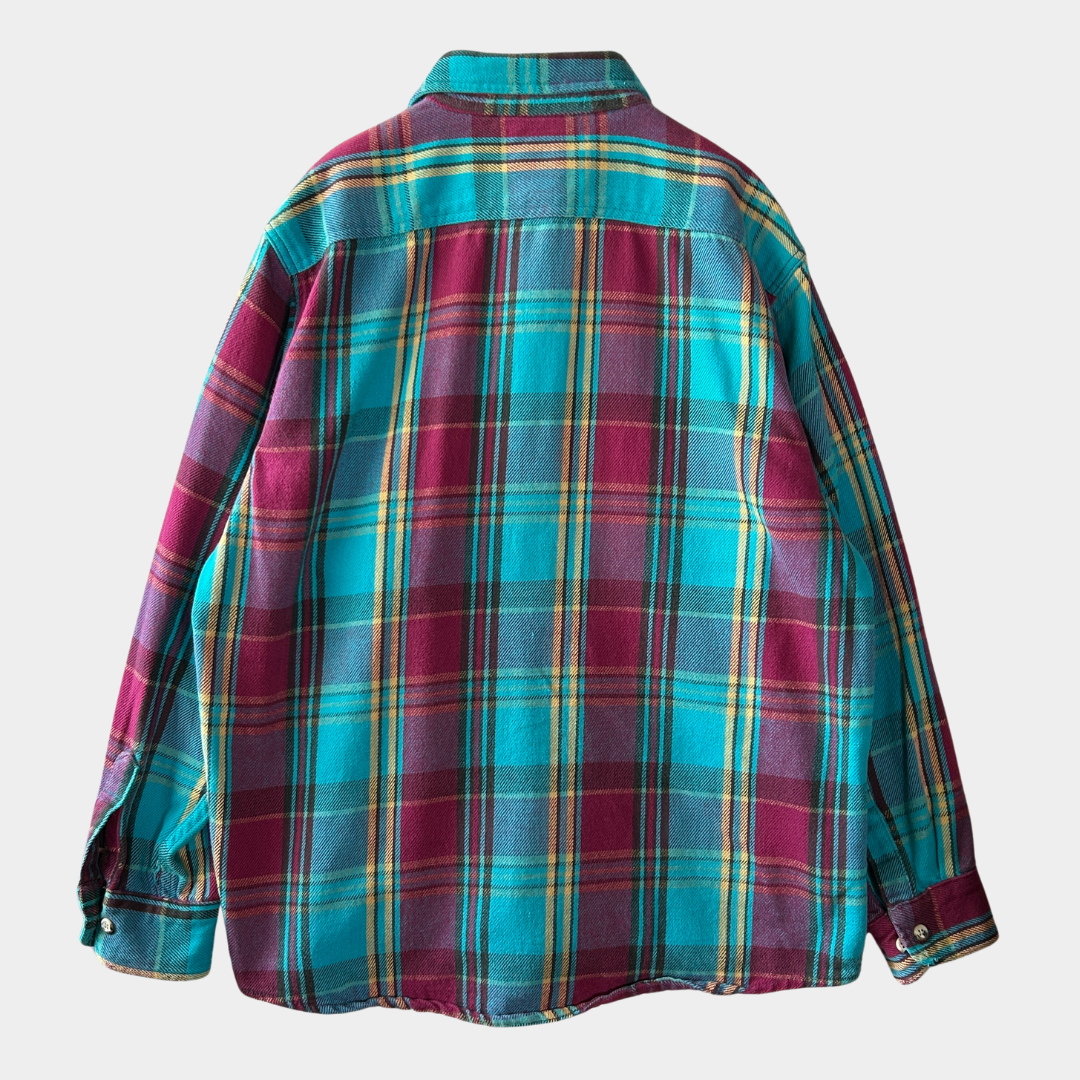 90's MIGHTY MAC flannel shirt ネルシャツ ターコイズブルー パープル