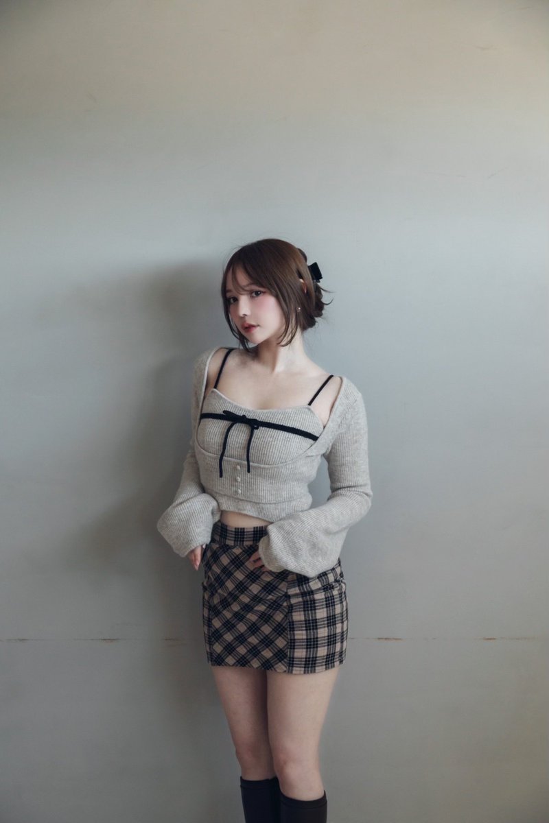 Natalie ribbon set color black/beige ¥14300-tax in ウール混で