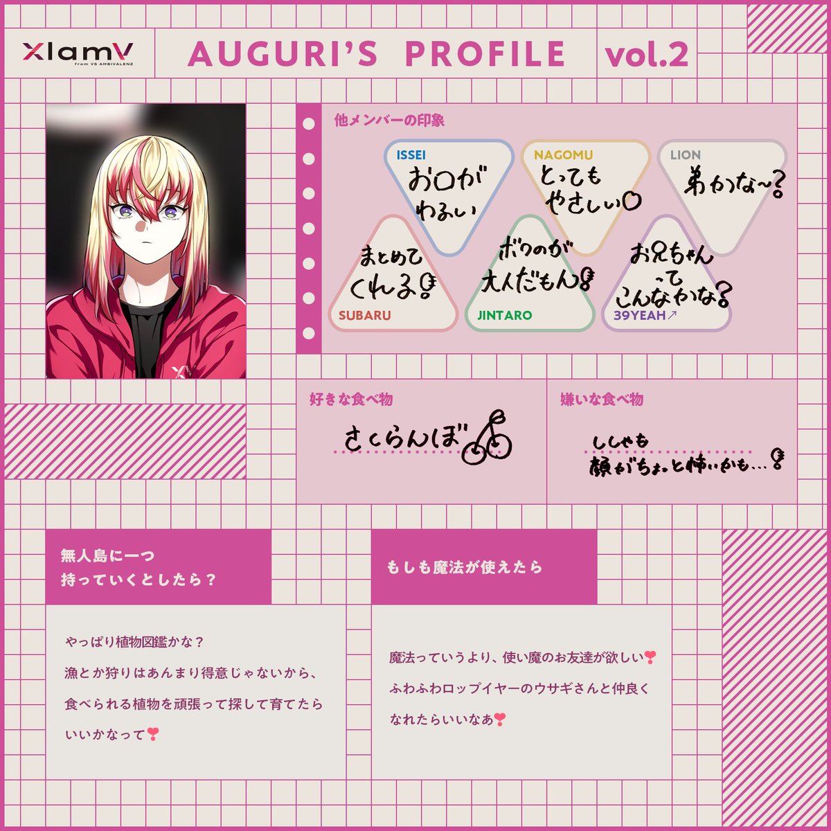 💗はじめまして！ XlamVセルフプロフィールvol.2📝✨ AUGURI