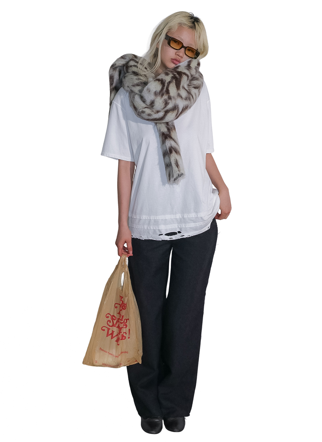Wide Knit Top and Scarf/White｜PERVERZE | パーバーズの公式