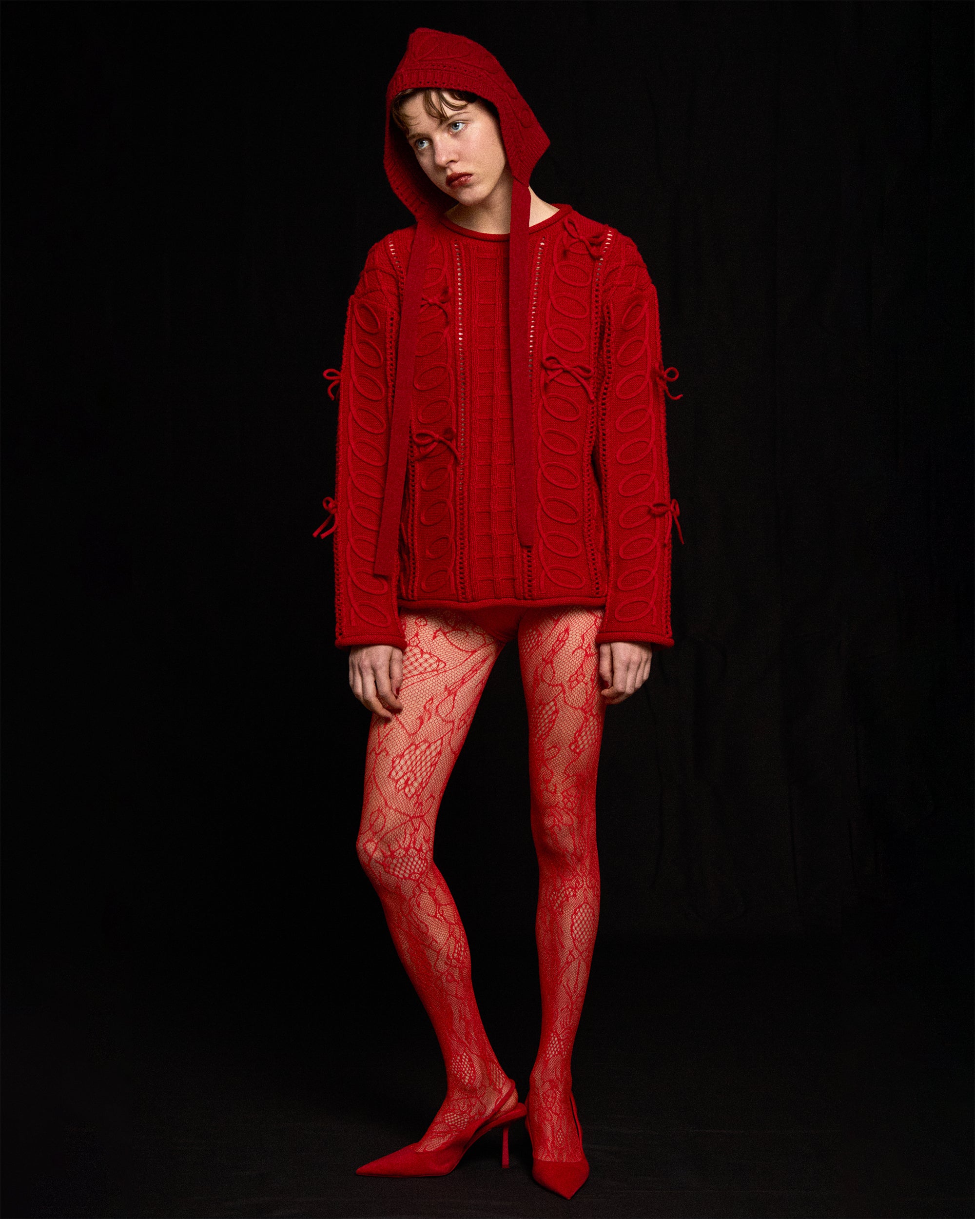 KURUKURU RIBBON KNIT レッド poppy Kurukuru ribbon Knit
