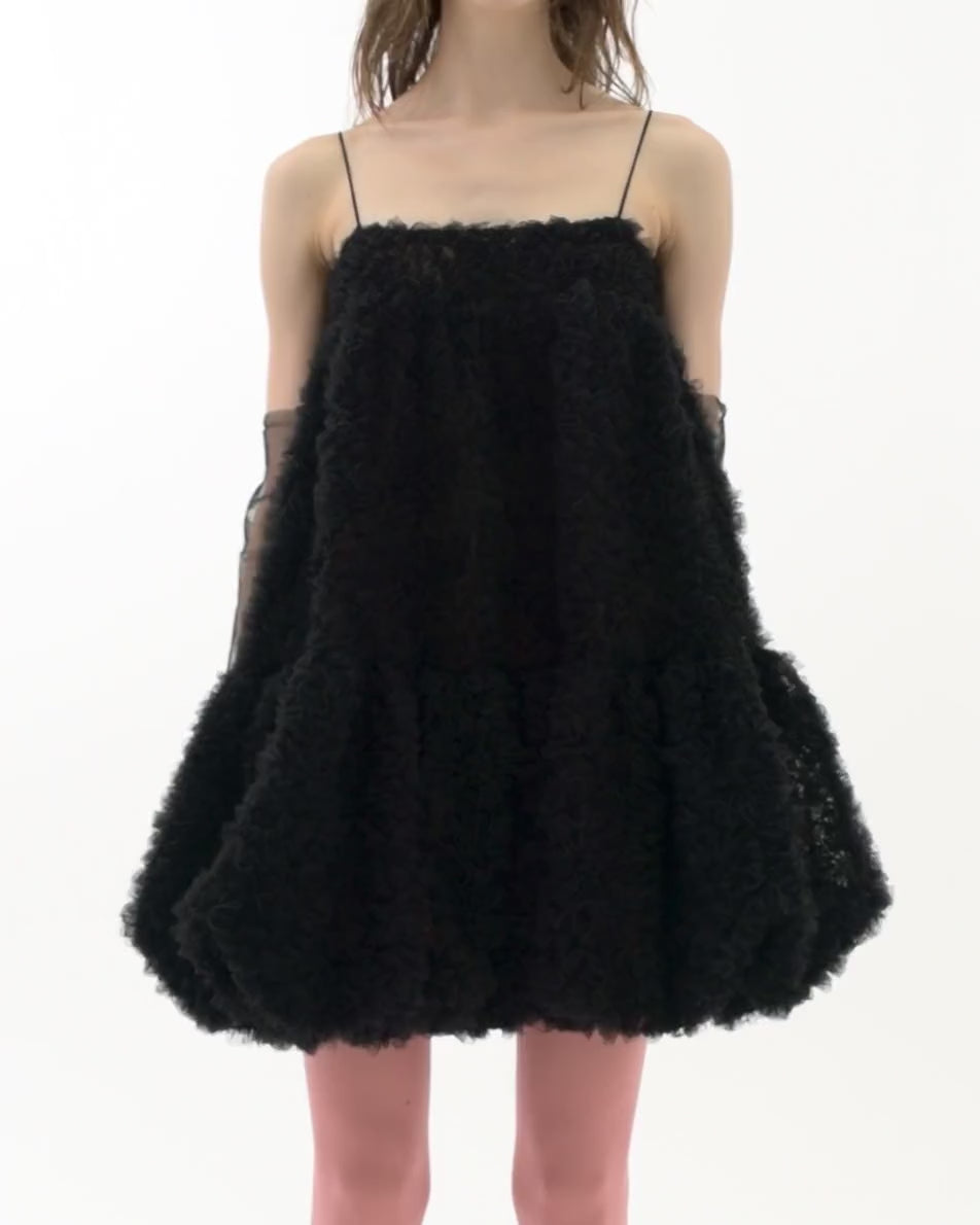 Tulle balloon tunic (black)
