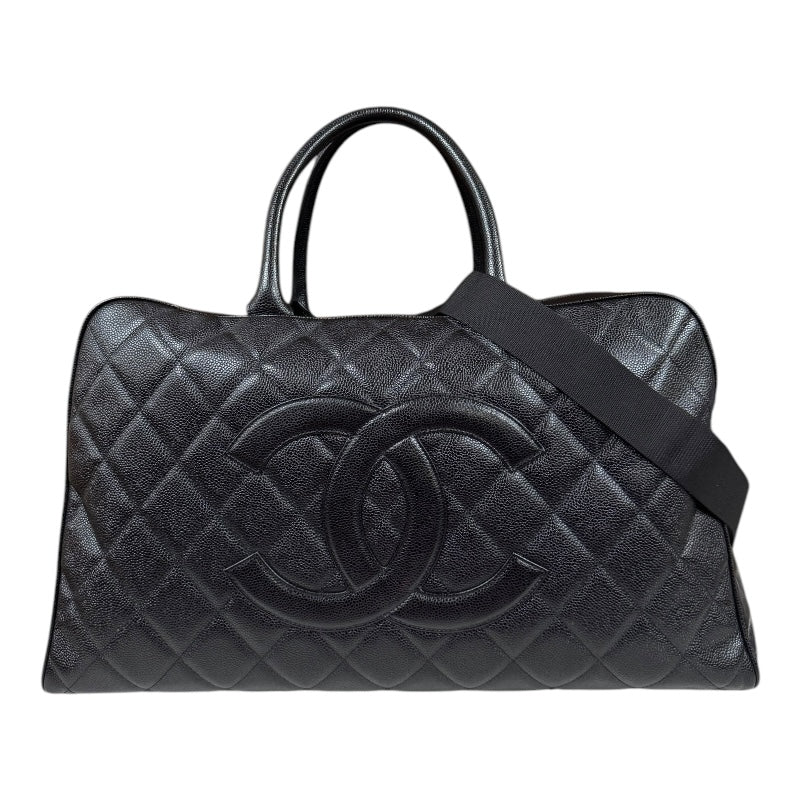 CHANEL シャネル ボストンバッグ キャビアスキン ブラック レディース