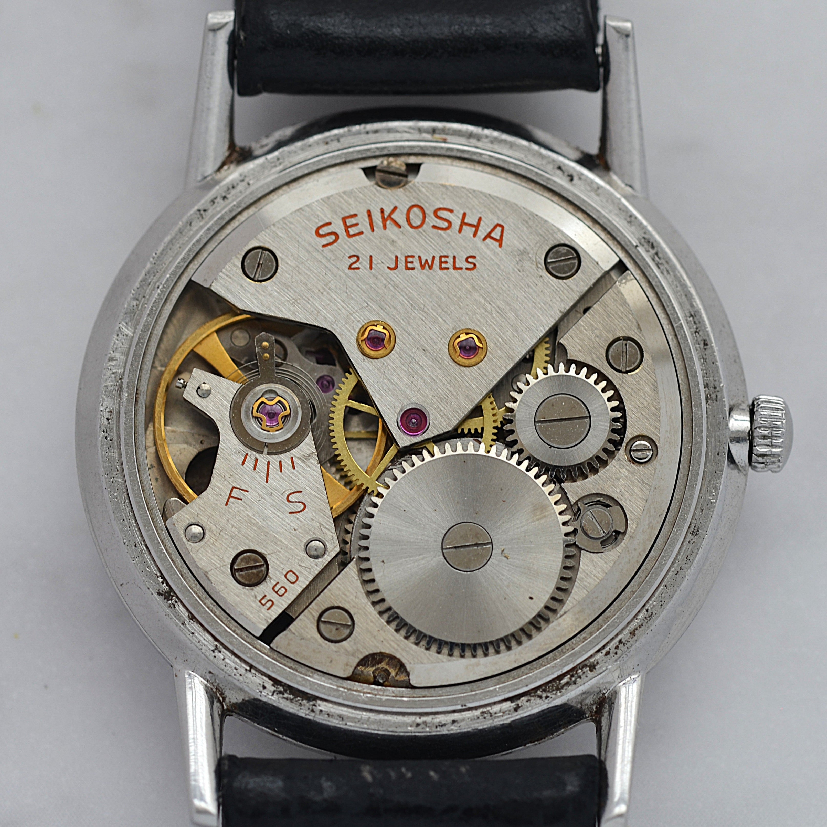 SEIKO】セイコー クラウン SS ブルー夜光 J14036 純正尾錠付き