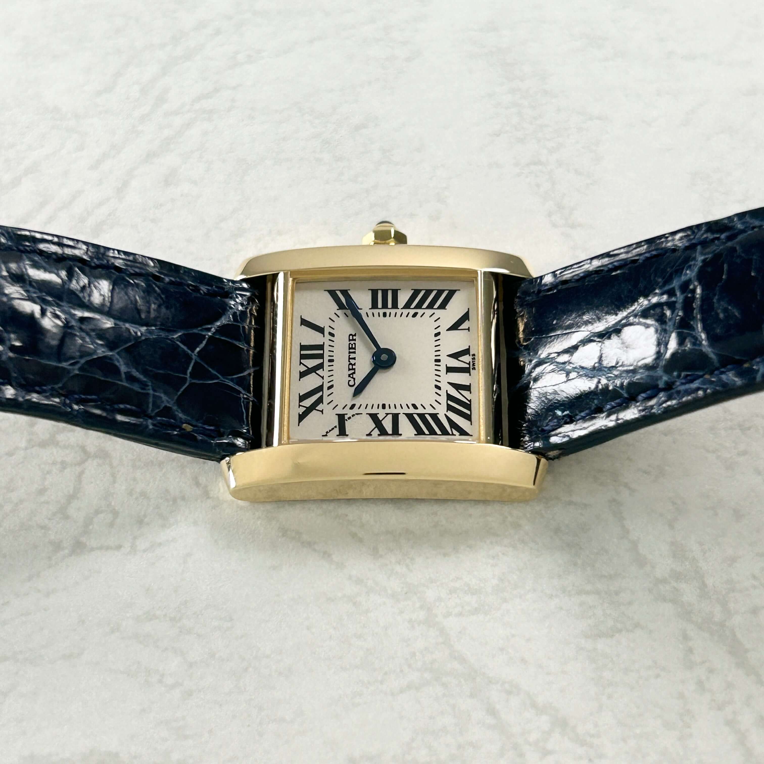 Cartier】カルティエタンクフランセーズ SM 18KYG 純正18金Dバックル付き