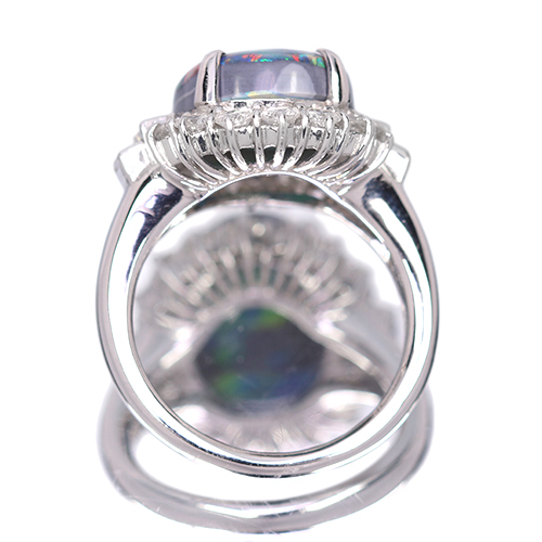 SIZUKU」ブラックオパール 5.6ct ダイヤモンド 1.3ct プラチナ リング
