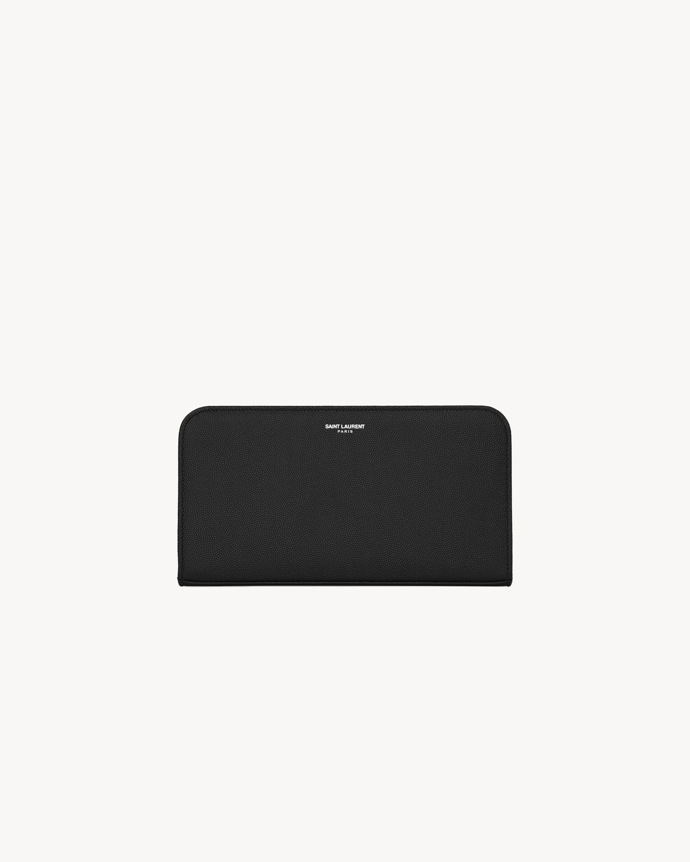 SAINT LAURENT PARIS zip around wallet in grain de poudre embossed