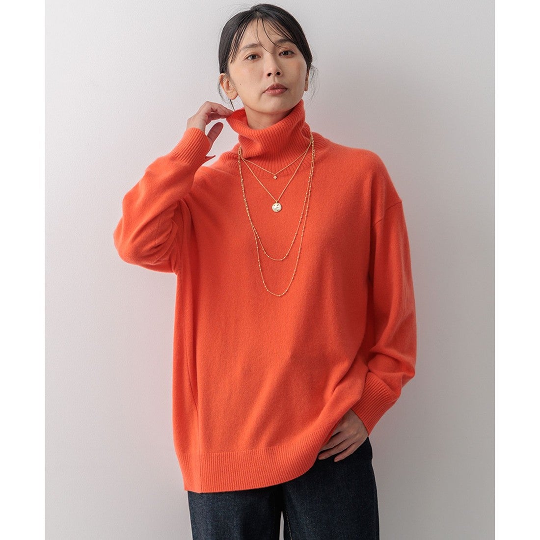23区（大きいサイズ） 【洗える】ピュアカシミヤ タートルネック