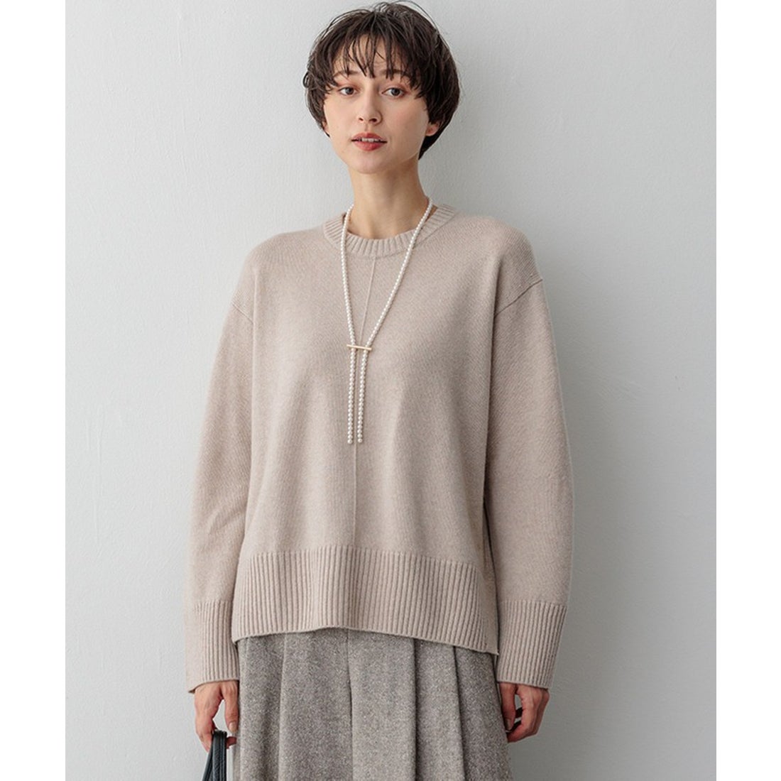 ニジュウサンク 23区 【洗える】カシミヤブレンド クルーネック ニット