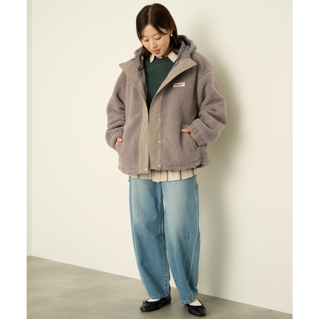 コンバース CONVERSE ボアフードジャケット （アイボリー