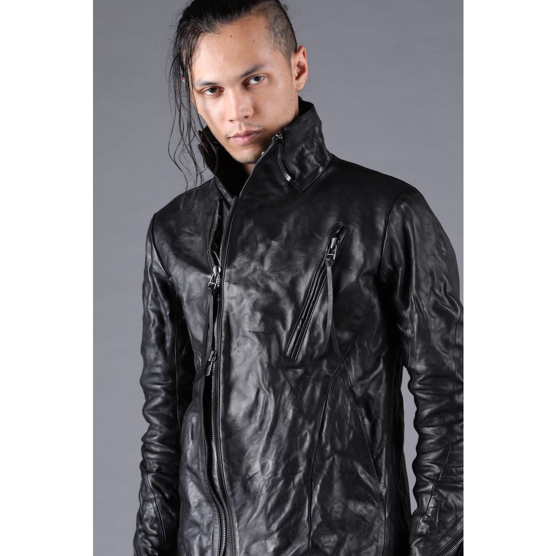 ディーハイゲン D.HYGEN Horse Leather High Neck Jacket （BLACK