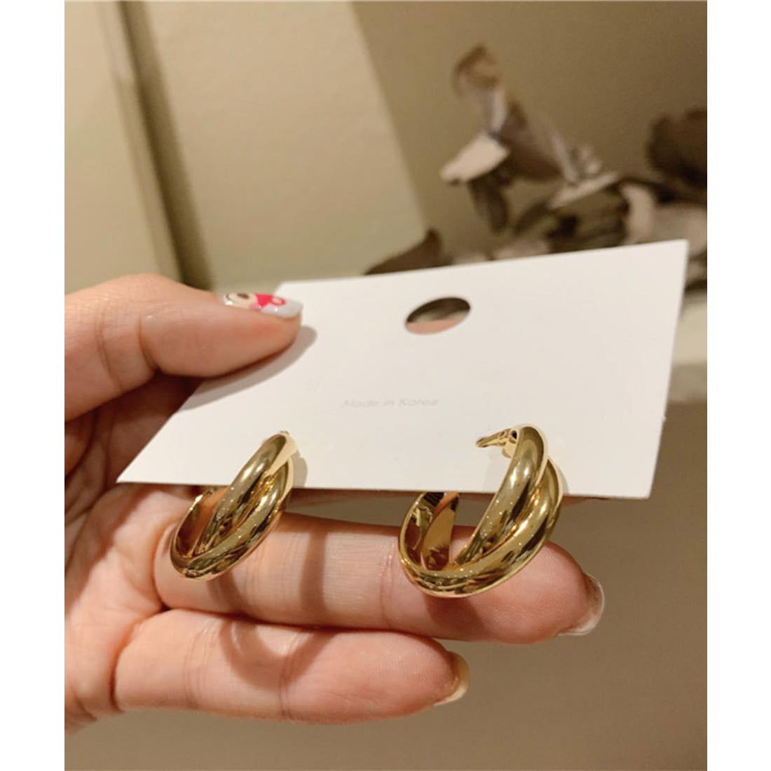 フォースメント Forcement ツイストデザインフープピアス （ゴールド