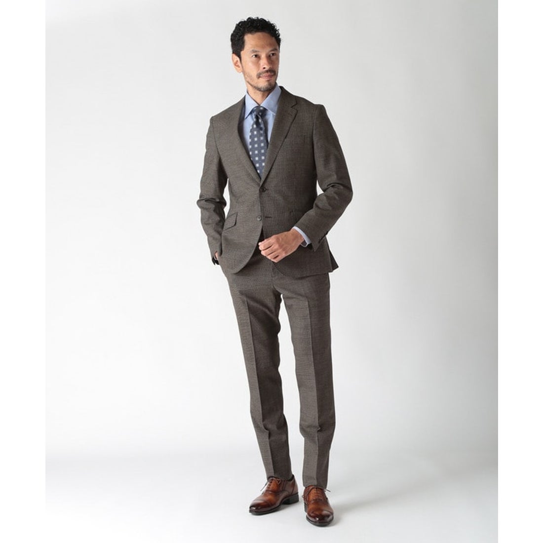 メンズビギ MEN'S BIGI ウールメランジ千鳥格子スーツ＜セットアップ