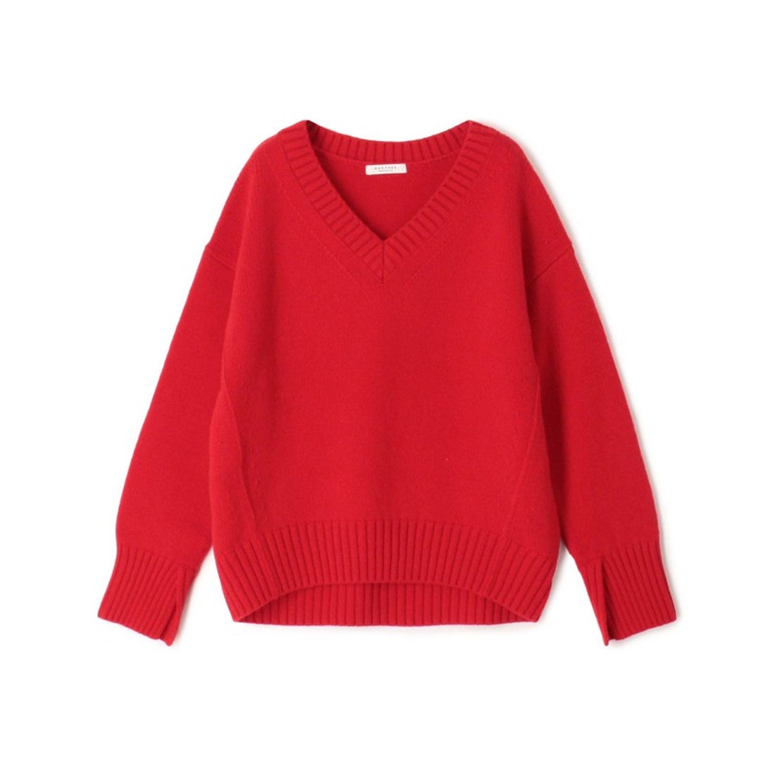 マカフィー MACPHEEラムカシミヤ Vネックプルオーバー （35 レッド