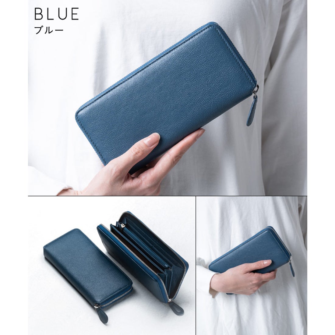 MURA エコレザー ソフトシュリンク YKKラウンドファスナー 長財布