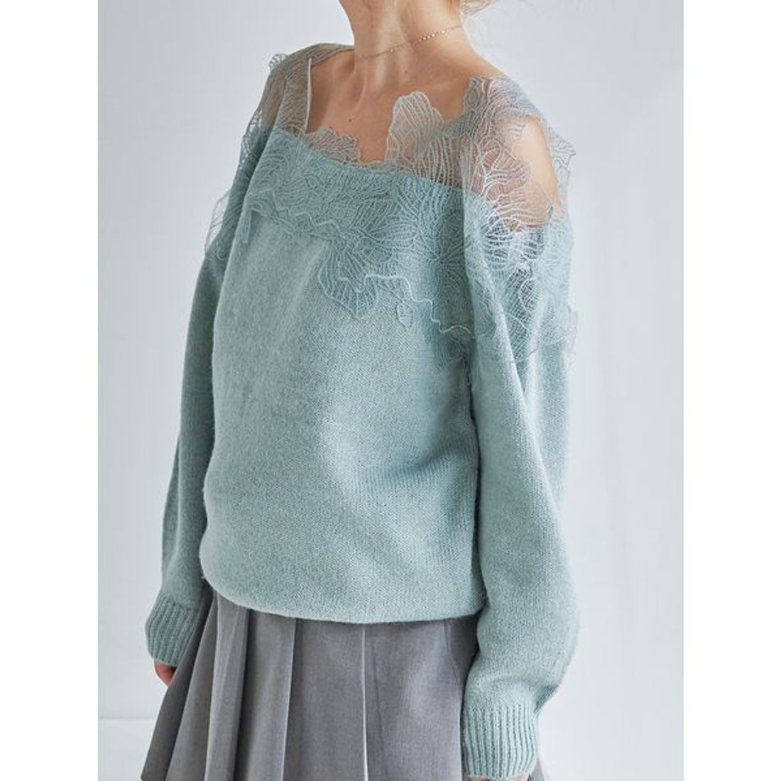スナイデル SNIDEL レーストリミングニットプルオーバー （GRY