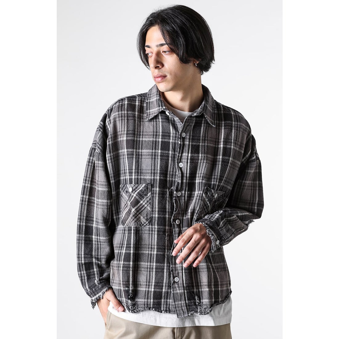 セントマイケル SAINT Mxxxxxx Flannel Shirt （Black / Gray