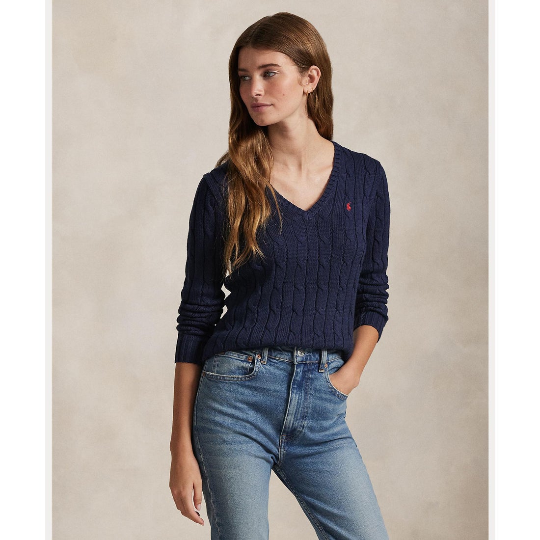 ポロ ラルフ ローレン POLO RALPH LAUREN ケーブルニット コットン V