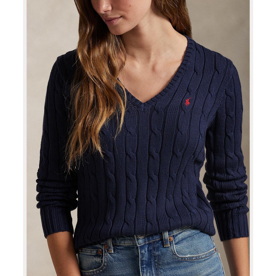 ポロ ラルフ ローレン POLO RALPH LAUREN ケーブルニット コットン V