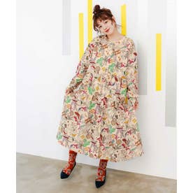 スカラー ScoLar キノコの森or花柄パッチワーク風 2柄展開ワンピース