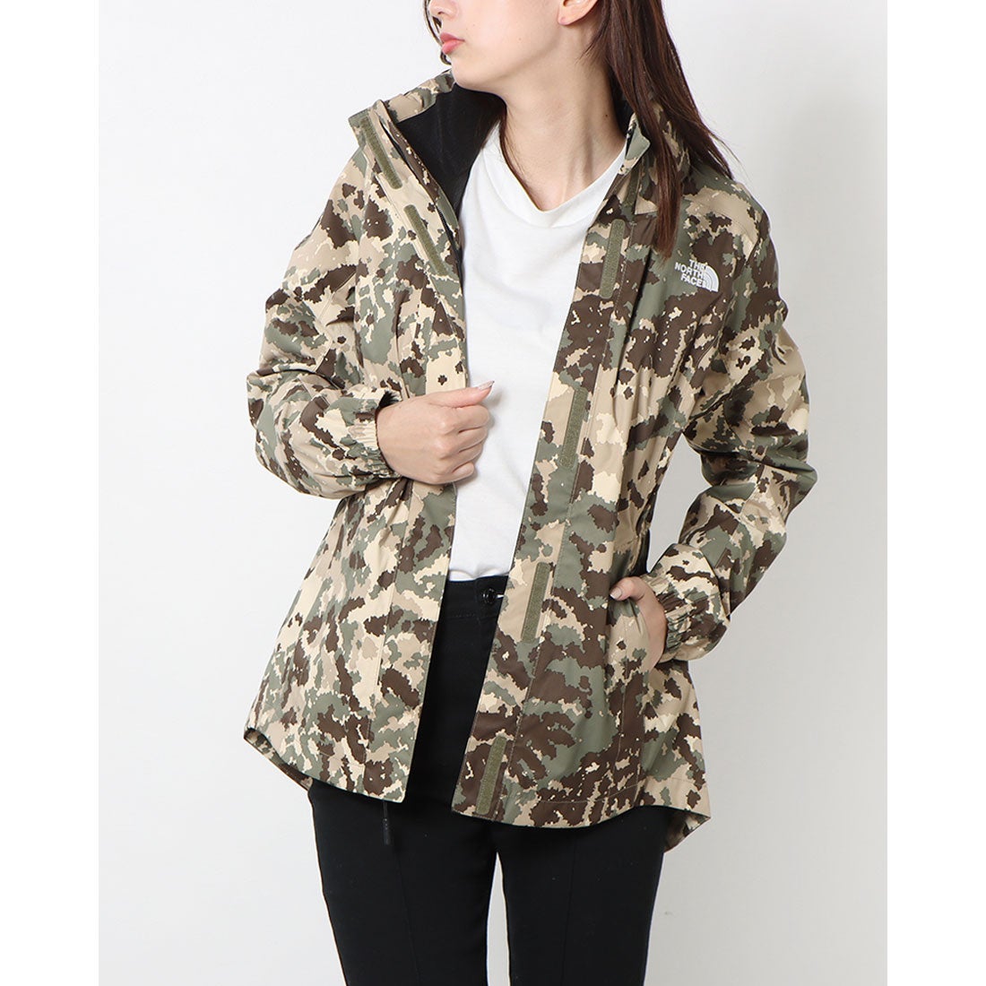 ザ ノース フェイス THE NORTH FACE ☆迷彩柄フード内蔵スタンドカラー