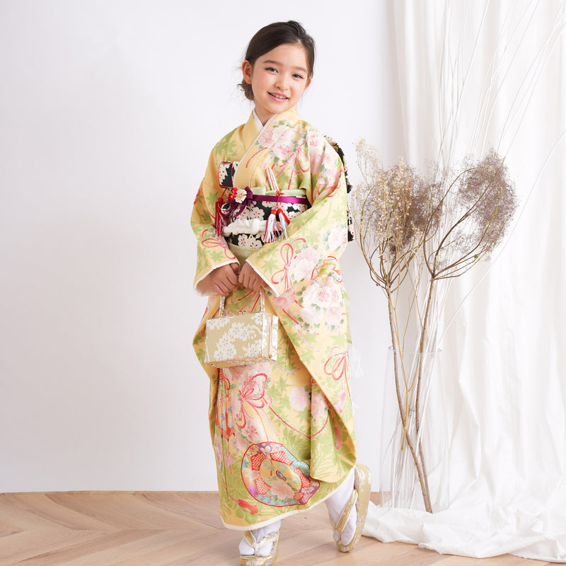レンタル】七五三 7歳 女の子 華徒然 着物 日本製 作り帯 子供 kids
