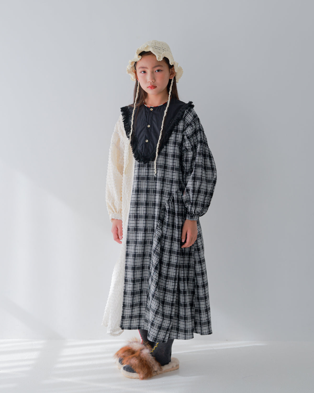 2ピースモノトーンチェック柄ワンピース [352-0104-1] – UNICA