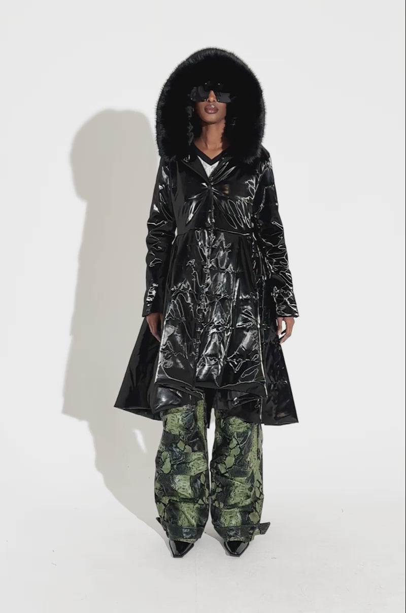 MIDTOWN LIQUID VELVET PEPLUM COAT – AKIRA