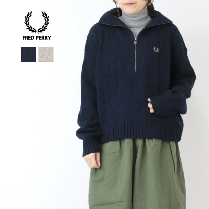 FRED PERRY（フレッドペリー） ハーフジップケーブルニットジャンパー