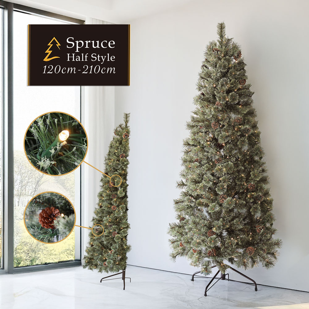 クリスマスツリー ハーフツリー ハーフ LED付き 北欧 おしゃれ Spruce