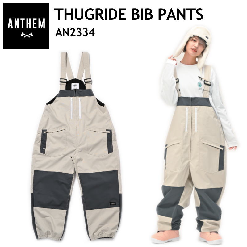 ○ 23-24 ANTHEM THUGRIDE BIB PANTS SNOW WHITE STEEL GRAY AN2334