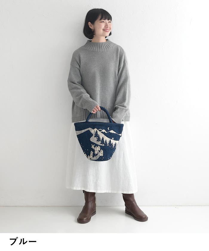 トートバッグ ハンドバッグ レディース バケツ型 デニム Ena Kuam 雪山