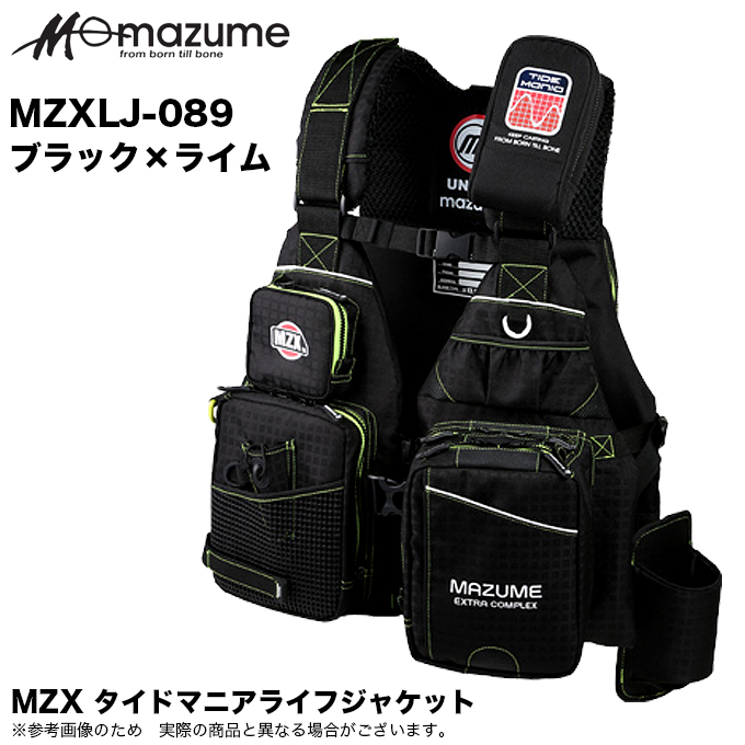 マズメ MZX タイドマニアライフジャケット MZXLJ-089 ブラック×ライム