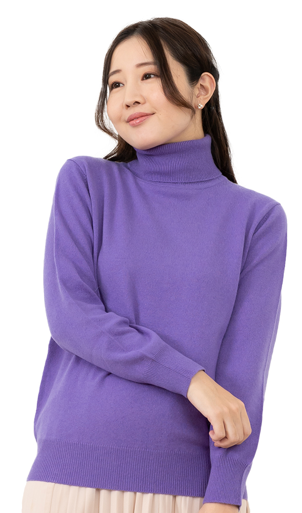 定価9.8万】ebure カシミヤ100% リブタートルネックニット ネイビー