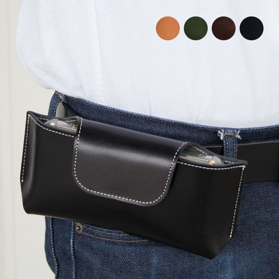 スマホポーチ メンズ 本革 革 レザー 大きめ ホルスター 横型 ベルト