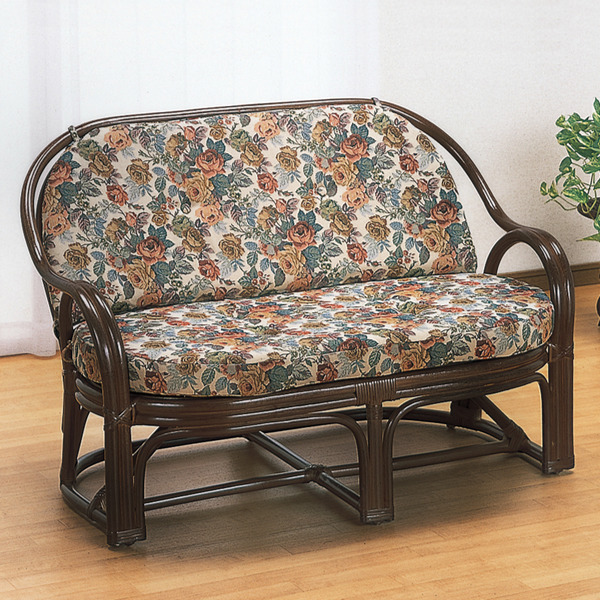 今枝商店 籐 ラブソファ 2人掛け クッション付 幅108cm （ 家具