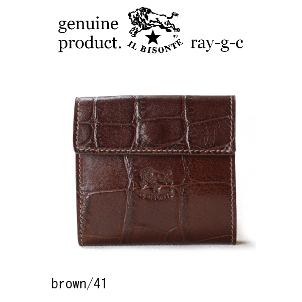 IL BISONTE（イルビゾンテ） 財布 クロコ型押しスクエアウォレット 二